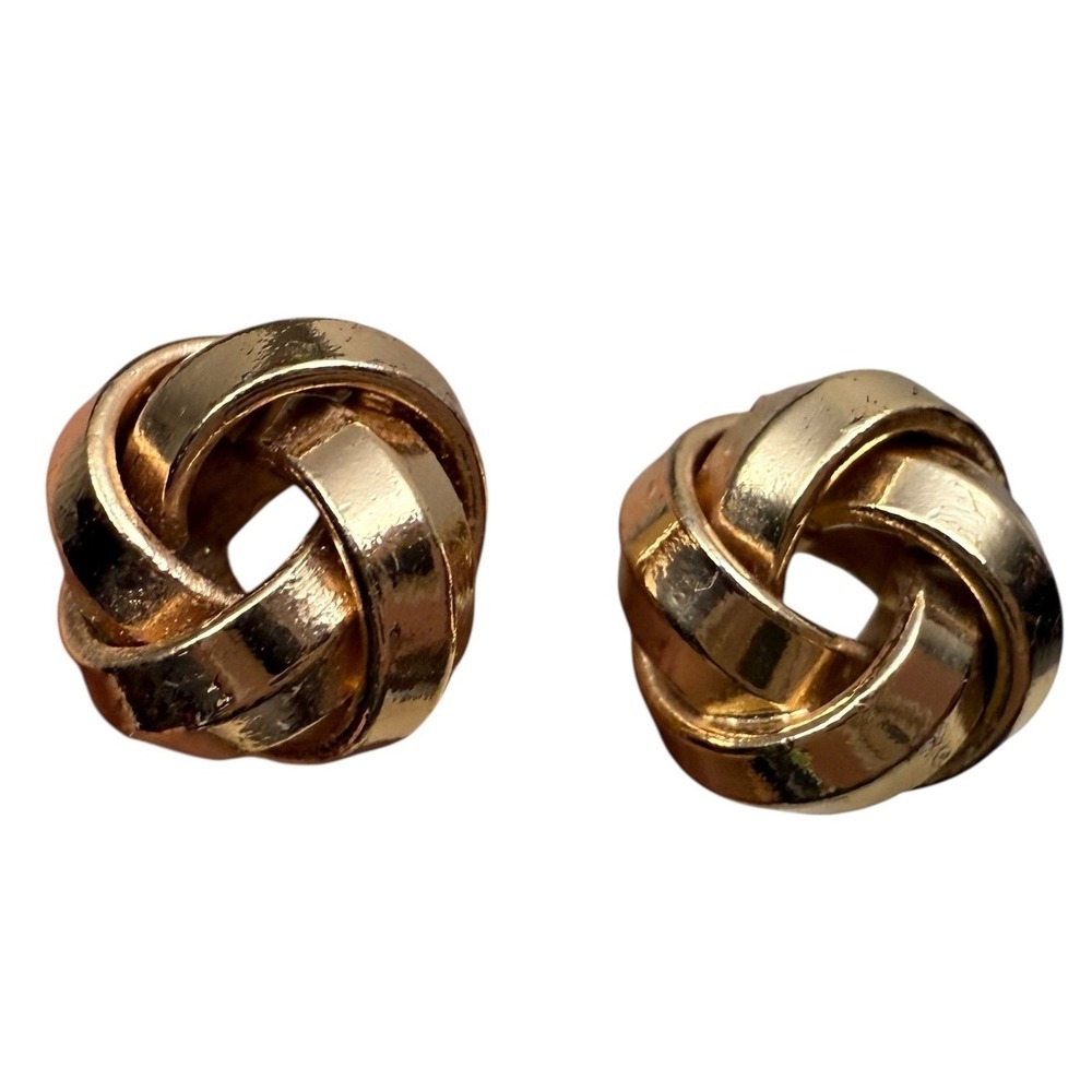 Gold Tone Cluster Knot Stud Earrings Classic Minimalist Womens Fashion Jewelry